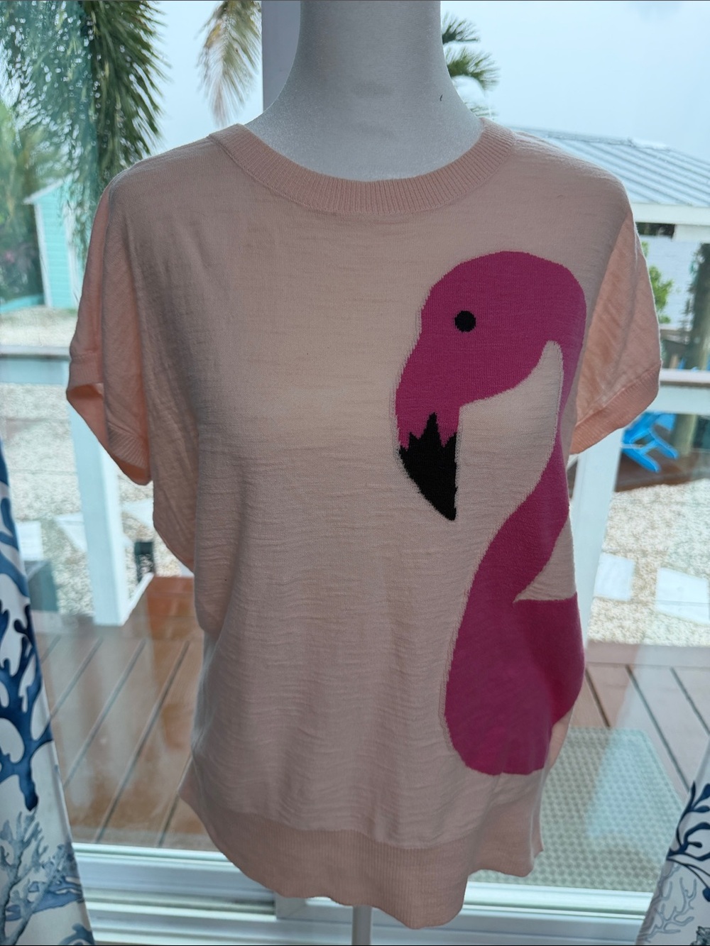 LOFT Pale Pink flamingo Lightweight Knit Sweater